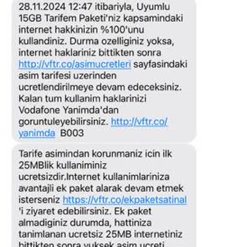 Vodafone'da Hatalı Veri Sayımı Mağduriyeti