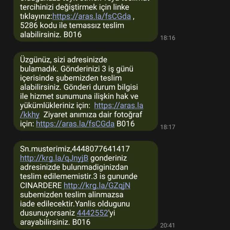 Aras Kargo Çınardere Şubesi'nin Sürpriz Teslimat Sorunları