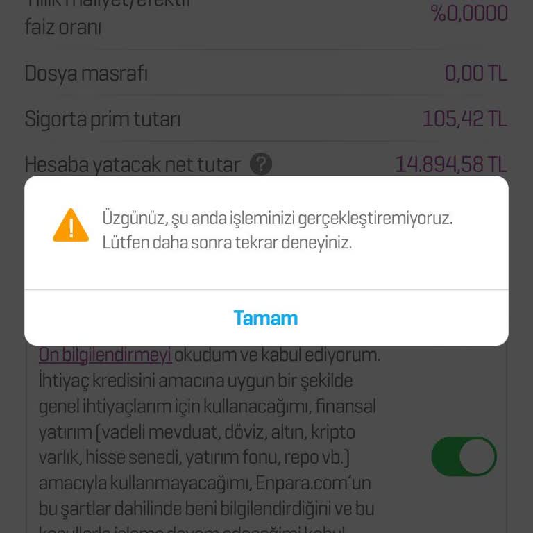 Enpara'nın Kredi Başvuru Sürecindeki Sorunlar