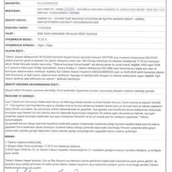 Tüvtürk'ün Kredi Kartı Komisyonu İadesinde Hukuksuz Tavrı