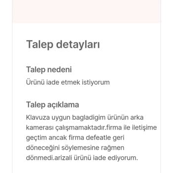 Arızalı Araç Kamerası Ve Yetersiz Müşteri Hizmeti