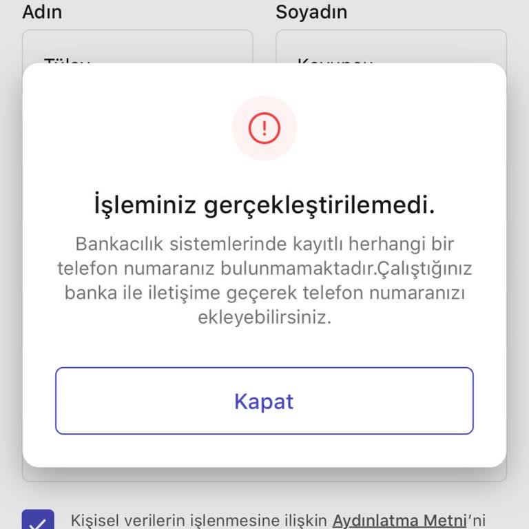 Telefon Numarası Kaydı Sorunu Nedeniyle Finansal Rapor Alamama