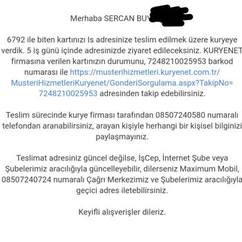 Kredi Kartı Teslimatında Kuryenet Sorunu