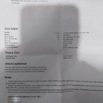 Lenovo Laptop Sorunları Ve İade Talebi