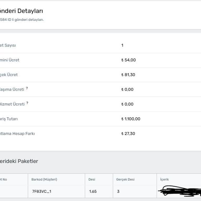 Aras Kargo'da Yanlış Desi Hesaplaması Ve Kötü Müşteri Hizmeti