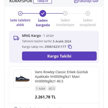 Koray Spor Sipariş İadesinde Yaşanan Gecikme Ve Para İadesi Sorunu