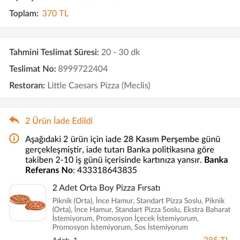 Trendyol Yemek Siparişi: Teslim Edilmeyen Ürün Ve Yanıltıcı Bilgilendirme