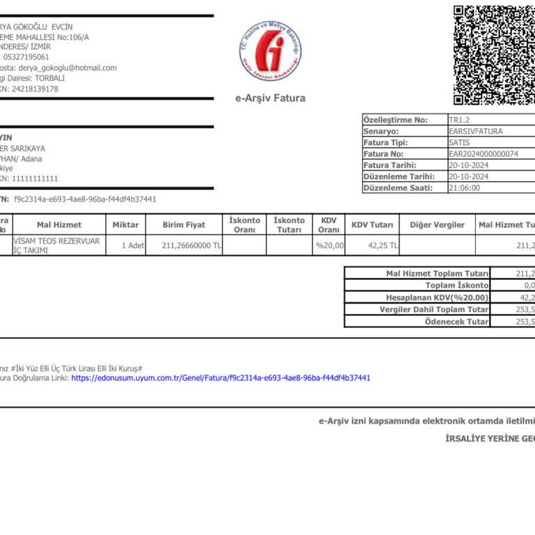 Visam Teos İç Rezervuar Takımı Su Kaçağı Problemi