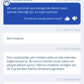 TurkNet İle Yaşanan Altyapı Sorunları Ve Müşteri Hizmetleri Eksikliği