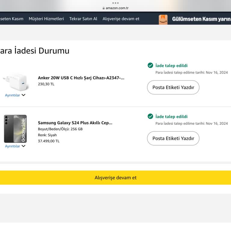 Amazon Türkiye'de İade Sürecinde Sabrı Taşan Müşteri