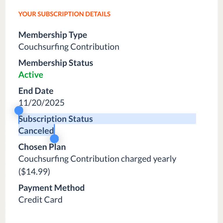 Couchsurfing Charged $14.99 Without Consent for Membership Renewal—Requesting Refund