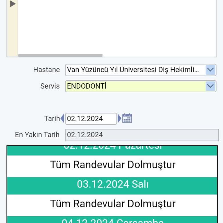 Van YYÜ Diş Hekimliği Randevu Sistemi Sorunu