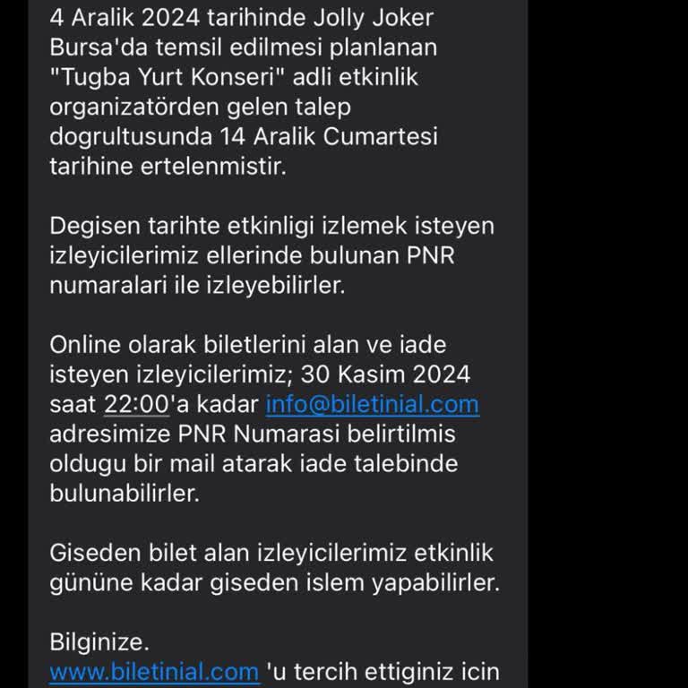 Ertelenen Konser Ve İptal Talebine Yanıt Alamama Sorunu