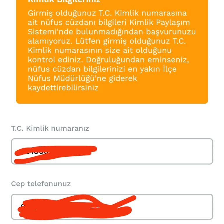 Kimlik Bilgileri Hatası Nedeniyle Hesap Açılamıyor