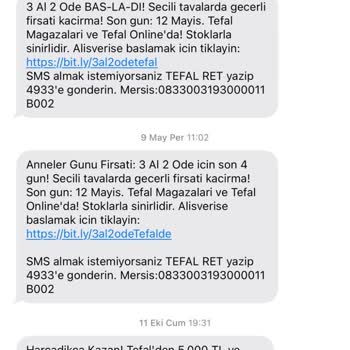 Tefal Mesaj Listesinden Çıkma Sorunu