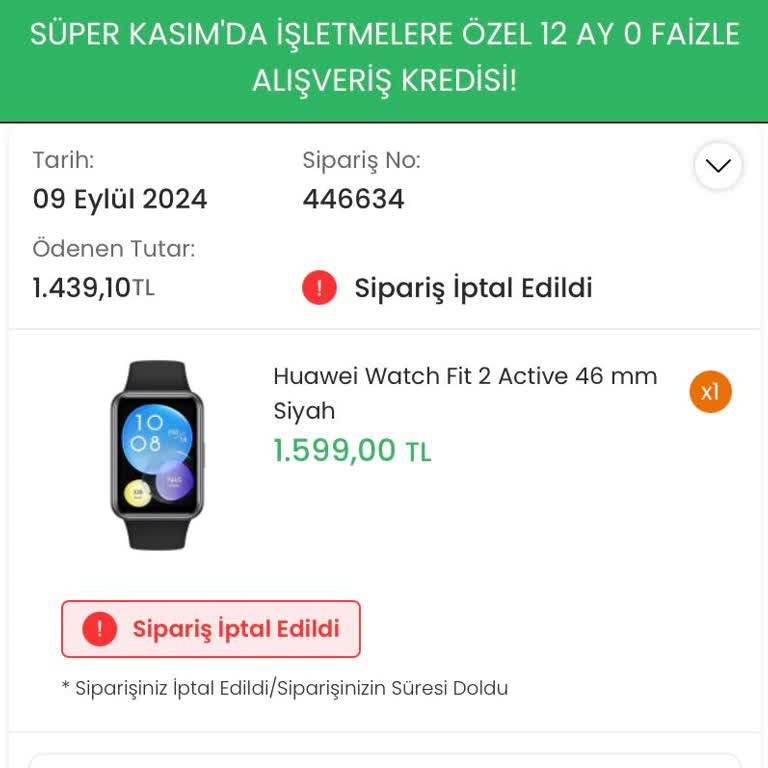 İptal Edilen Siparişin Ücreti İade Edilmiyor