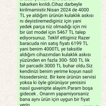 Razer Yetkili Servisinin Yetersiz Onarım Hizmeti Ve Yüksek Ücret Talebi