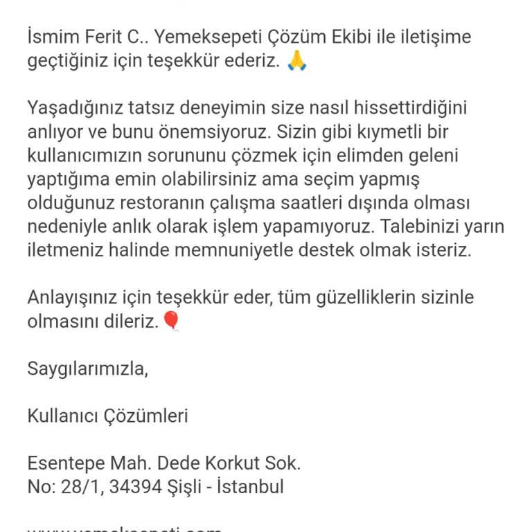 Kasa Fişi Talebi Karşılanmadı