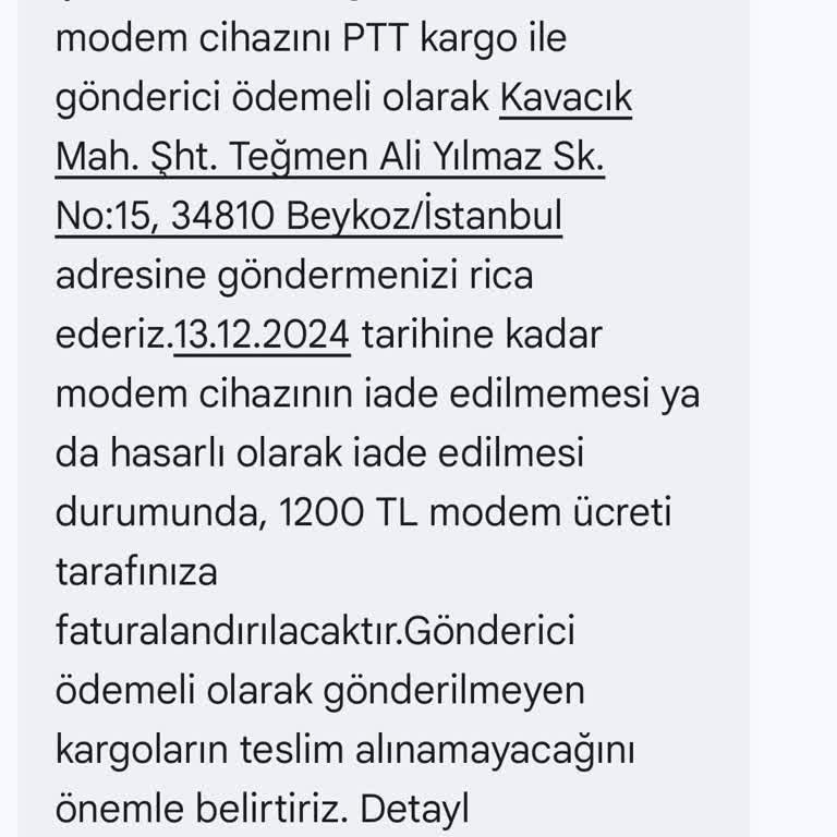 Modem İadesi Ve Ek Ücret Sorunu