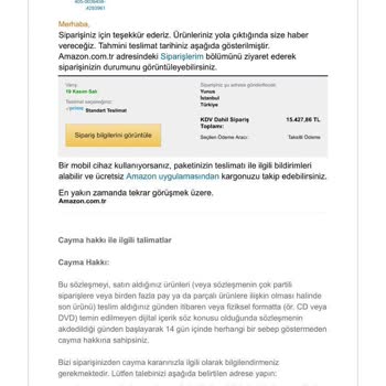 Amazon Teslimat Sorunu Ve Maddi Mağduriyet