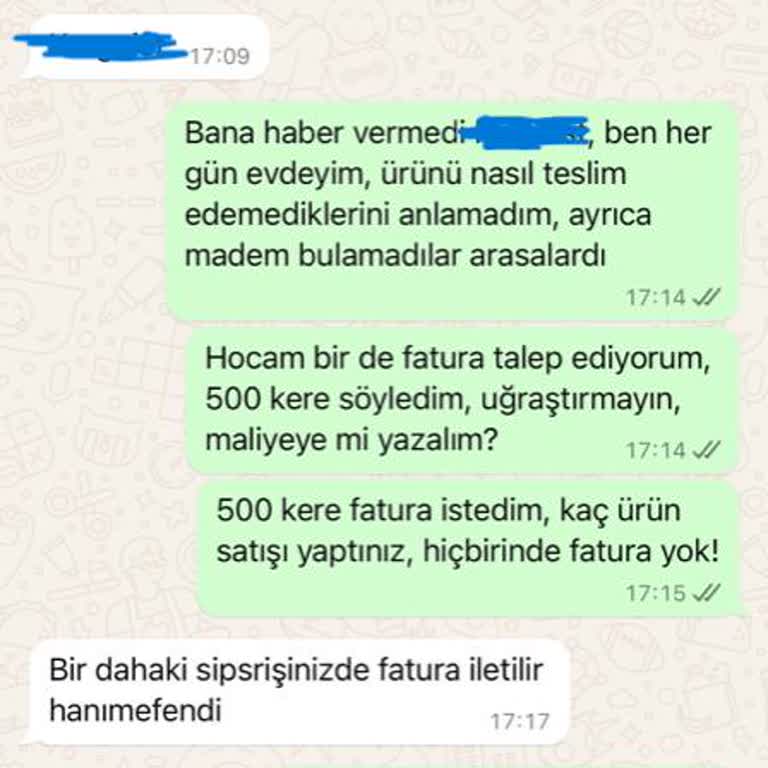 Fatura Vermeyen Ve İade Sürecini Zorlaştıran Alışveriş Sitesi