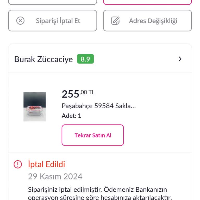 Siparişim Habersiz İptal Edildi