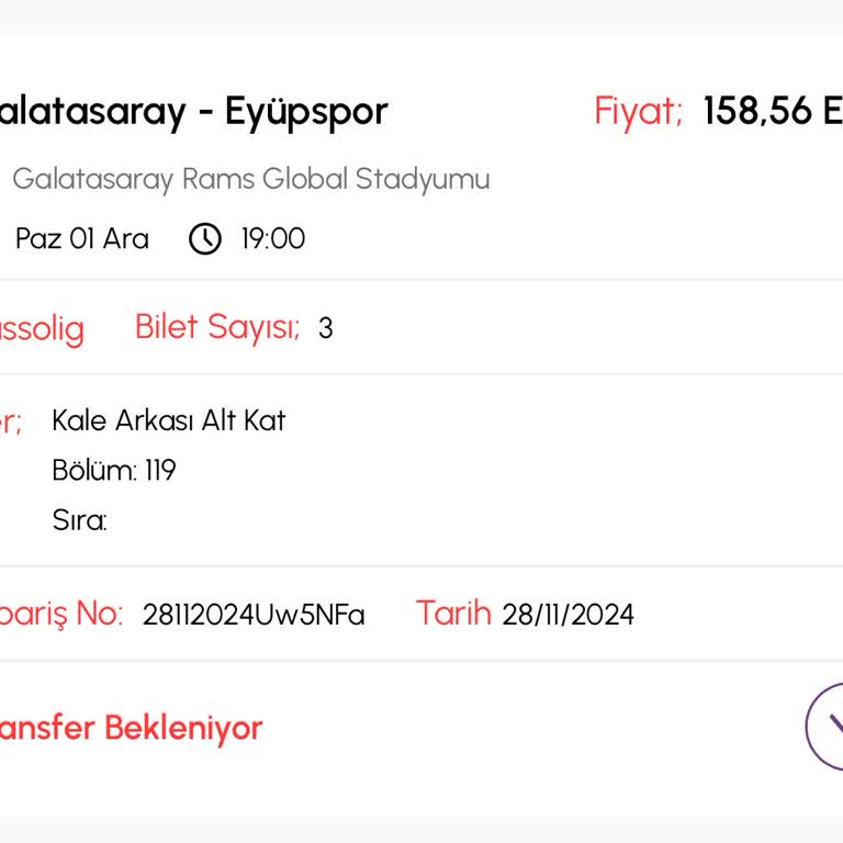 Maç Biletlerim Hala Transfer Edilmedi!