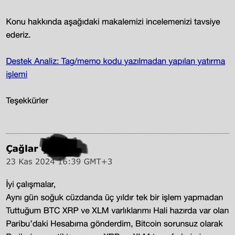 Paribu'da XRP Transfer Sorunu Ve İletişim Eksikliği