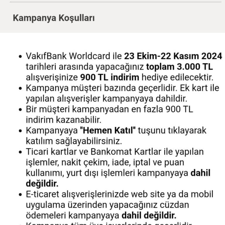 VakıfBank Worldcard İndirim Kampanyası Sorunu