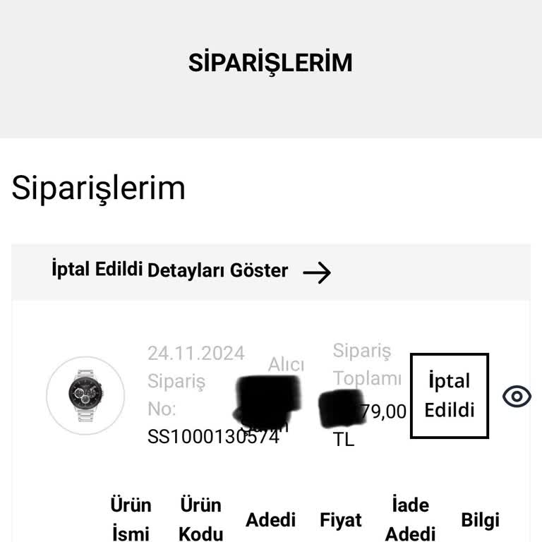 Hediye Saat Siparişim İptal Edildi Mağdur Oldum