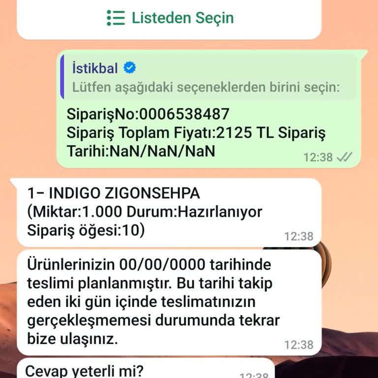 Zigon Sehpa Siparişi: Teslimat Gecikmesi
