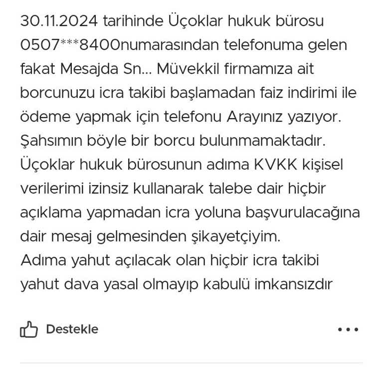 Asılsız İcra Takibi Mesajıyla Mağduriyet