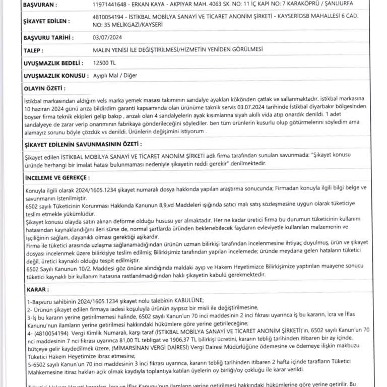 İstikbal'in Kusurlu Ürün Ve Müşteri Memnuniyetsizliği