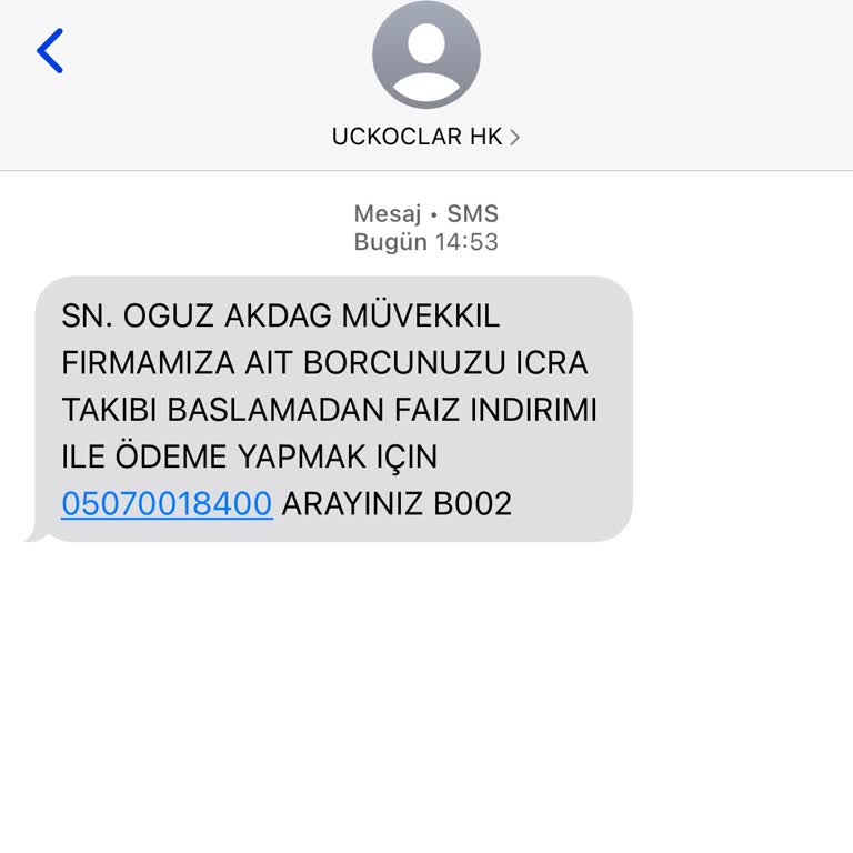 Bilinmeyen Hukuk Bürosundan Gelen Yanıltıcı Mesaj