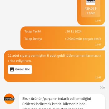 Eksik Gönderilen Sipariş Ve Trendyol'un Tutumu