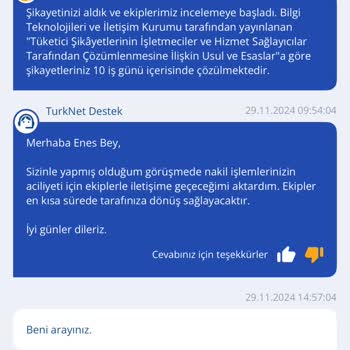 TurkNet Nakil İşlemi Gecikmesi Ve İletişim Sorunları