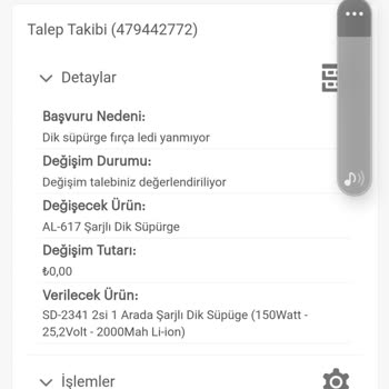 Altus Şarjlı Süpürge Değişiminde Eşdeğer Ürün Sorunu