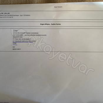 Sürekli Arızalanan Klavye Ve Yetersiz Garanti Hizmeti