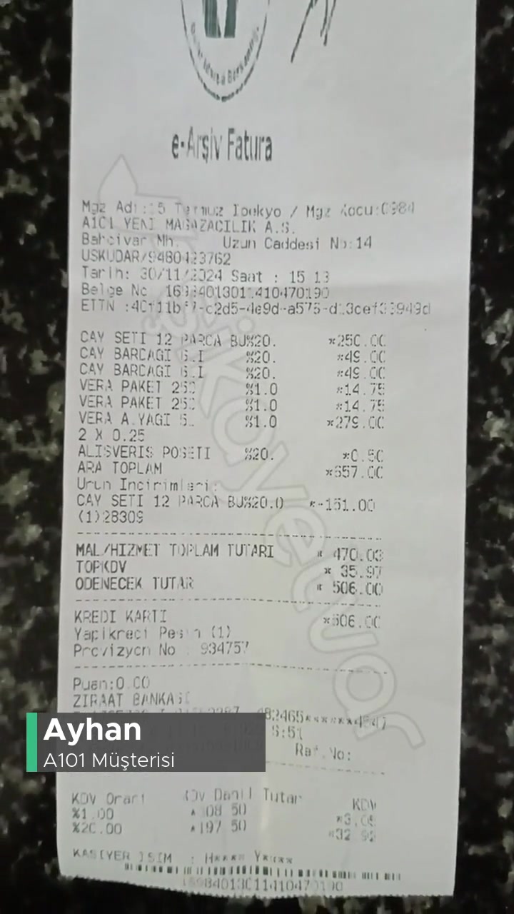 A101 Mağazası Benden Fazla Para Aldı KDV Adı Altında! videonun kapak resmi