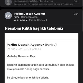 Paribu'da Geciken Para Transferi Sorunu