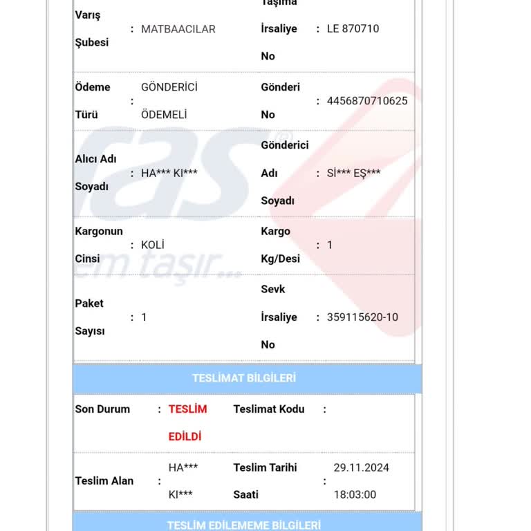 Yanlış Teslimat Ve İletişim Sorunu