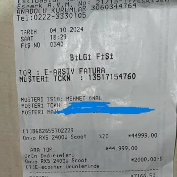 Onvo RX-5 Scooter Arka Fren Sorunu