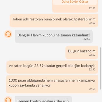 Trendyol GO Kupon Kullanım Sorunu Ve Yetersiz Destek