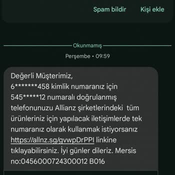 Allianz Sigorta Yanlış Telefon Numarası Kullanımı Sorunu
