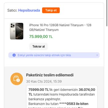 Hepsiburada'dan İphone 16 Pro Siparişinde Teslimat Ve İptal Sorunu