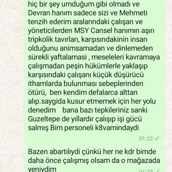 BİM Güzeltepe Mağazasında Kötü Yönetim Ve Çalışma Koşulları