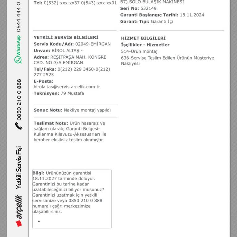 Arçelik Servis Hataları Ve Ek Garanti Sorunu
