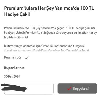 Vodafone Hediye Çeki Sorunu