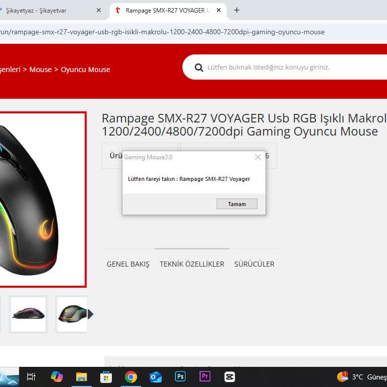 Rampage Voyager SMX-R27 Fare Sürücü Sorunu