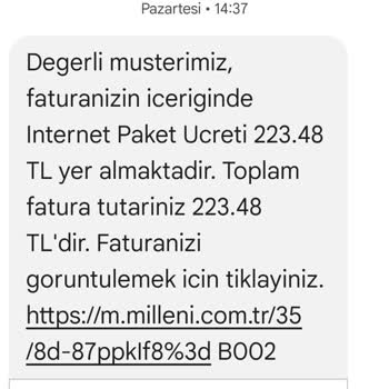 Millenicom'dan Ulaşılamayan Hizmet Ve Yanlış Fatura Talebi